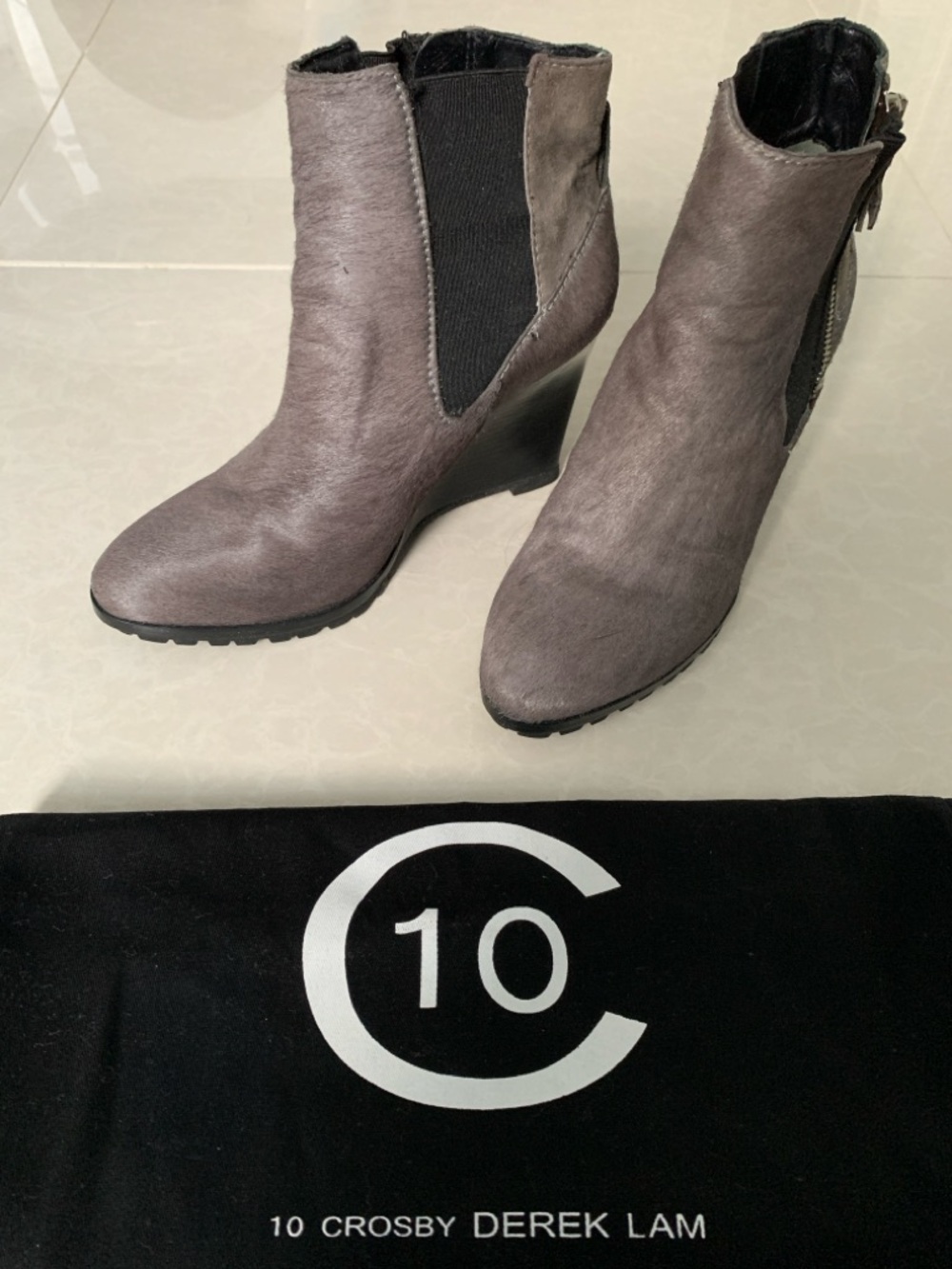 10 Crosby Derek Lam Gray Wedge Ankle Booties